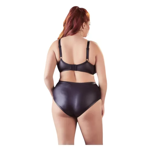 / Cottelli Plus Size - keresztpántos melltartó és bugyi (fekete)