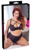 / Cottelli Plus Size - keresztpántos melltartó és bugyi (fekete)