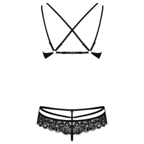 Obsessive 860-SET-1 - rózsás, csipke melltartó szett (fekete)