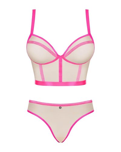 / Obsessive Nudelia - melltartó szett (natúr-pink) - S/M