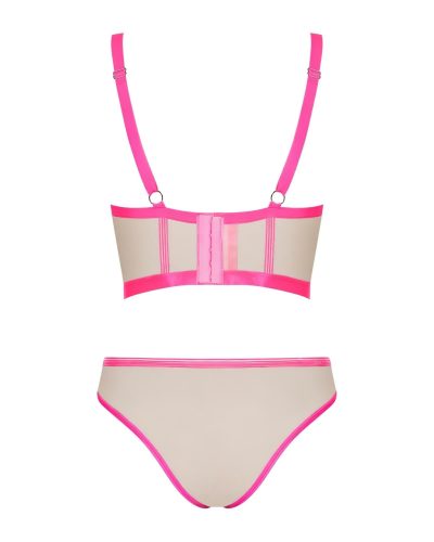 / Obsessive Nudelia - melltartó szett (natúr-pink) - S/M