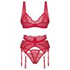 Obsessive Cupid Desir - csipkés fehérnemű szett (piros)