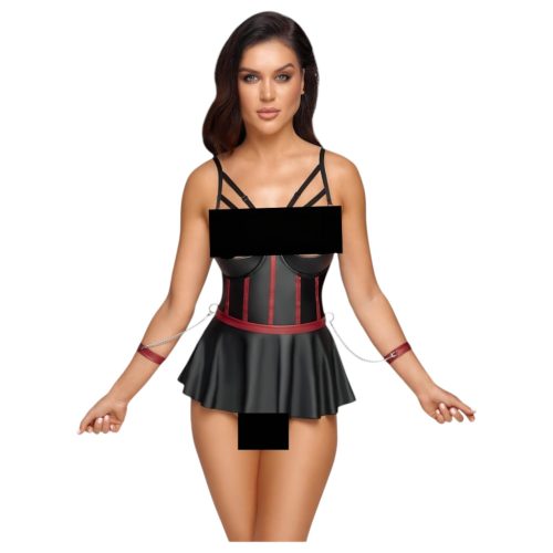 Cottelli Bondage - fényes szett és kar bilincs (fekete)