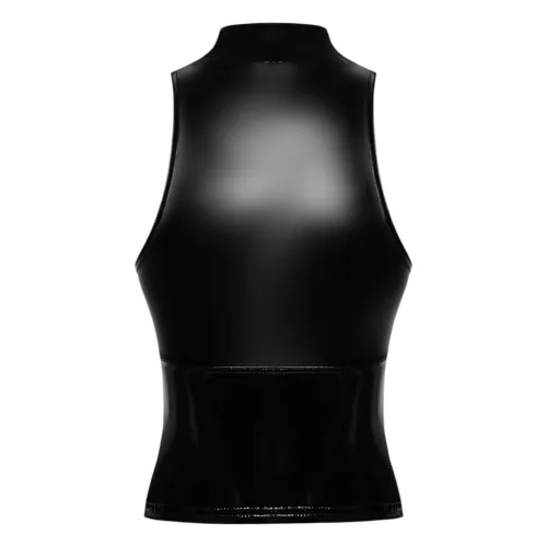 / Noir - fényes cipzáras top (fekete)