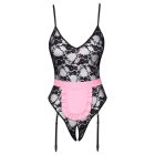 Cottelli - átlátszó szobalány jelmez (fekete-pink)