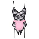 Cottelli - átlátszó szobalány jelmez (fekete-pink)