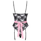 Cottelli - átlátszó szobalány jelmez (fekete-pink)