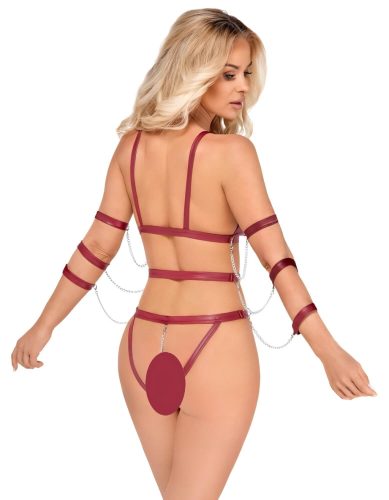 / Bad Kitty - szegecses bondage body (piros)