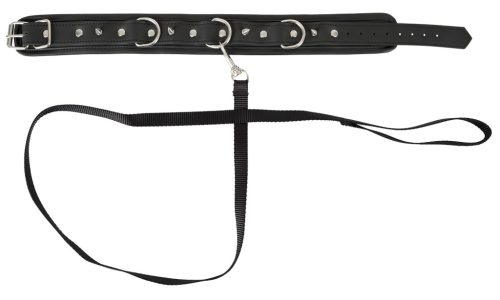 Vegan Fetish - szegecses nyakörv és póráz (fekete)