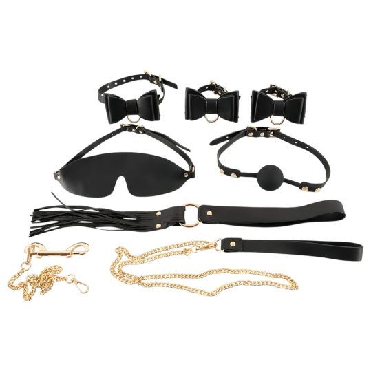 / Bad Kitty - bondage szett táskában - 7 részes (fekete-arany)