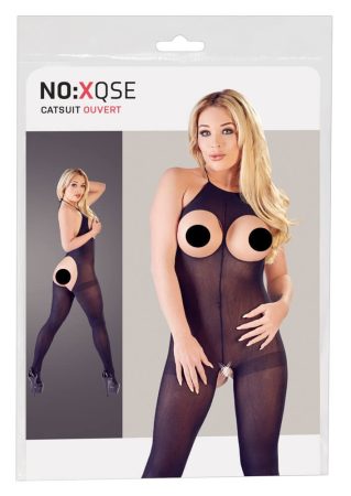 NO:XQSE - nyitott, nyakpántos szexoverall (fekete)