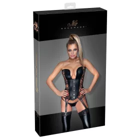 Noir - csipkés, harisnyatartós fűző (fekete)