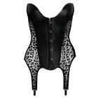 Noir - leopárd mintás, harisnyatartós felső (fekete)