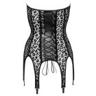 Noir - leopárd mintás, harisnyatartós felső (fekete)