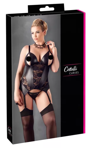 Cottelli - Virágos női felső, molett fazonban (fekete)