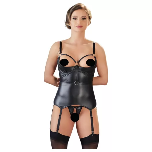 / Cottelli Bondage - fényes, mellemelős felső bilinccsel (fekete)