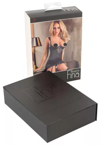 / Abierta Fina - csillogó láncos felső és tanga (fekete)