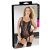 Cottelli Plus Size - virágos, harisnyatartós női body (fekete)