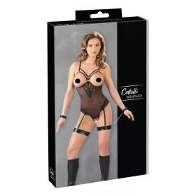   Cottelli Bondage - fém gyűrűs body és kar bilincs (fekete)