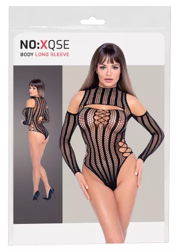 / NO:XQSE - hosszú ujjú necc body - fekete (S-L)