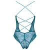 Cottelli - fűzős csipkés, nyitott body (zöld)