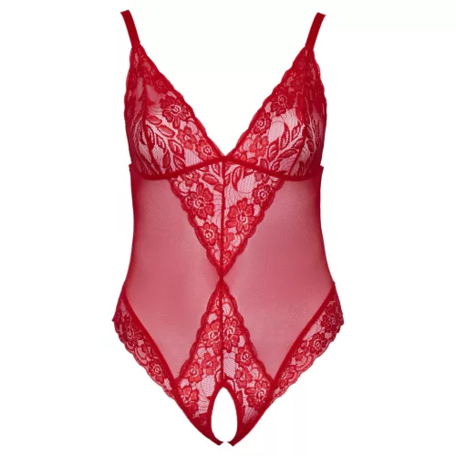 Cottelli Curves - áttetsző csipke body (piros)
