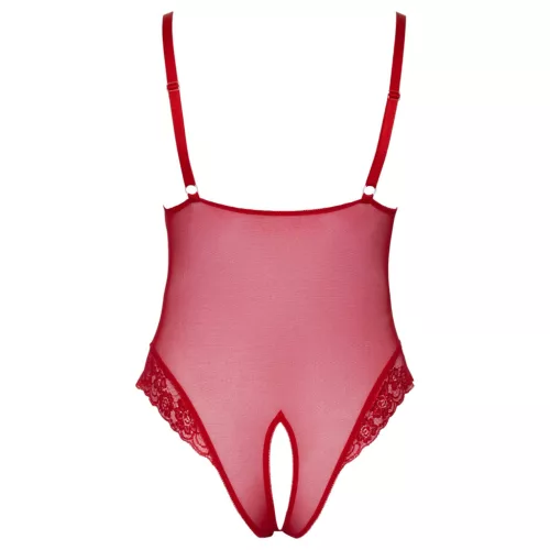 Cottelli Curves - áttetsző csipke body (piros)