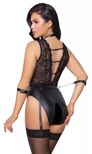 / Cottelli Bondage - csipkés, nyakpántos body (fekete)