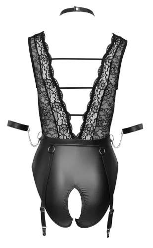/ Cottelli Bondage - csipkés, nyakpántos body (fekete)