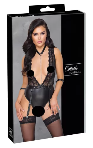/ Cottelli Bondage - csipkés, nyakpántos body (fekete)