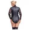 / Cottelli Bondage Plus Size - csipkésujjú body (fekete)