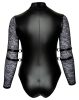 / Cottelli Bondage Plus Size - csipkésujjú body (fekete)