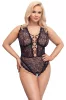 Cottelli Curves Plus Size - átlátszó mintás body (fekete)