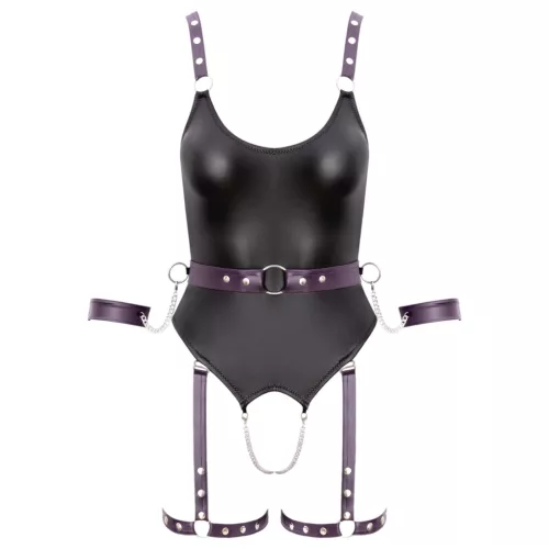 Cottelli - nyitott bondage body bilincsekkel (fekete)