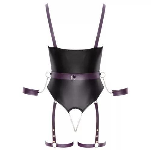 Cottelli - nyitott bondage body bilincsekkel (fekete)