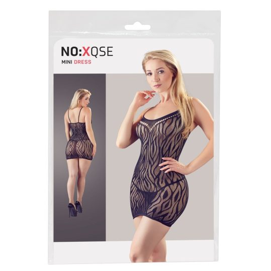 NO:XQSE - tigriscsíkos, áttetsző ruha tangával - fekete (S-L)