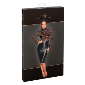 / Noir - hosszúujjú fényes-csipke ruha (fekete)