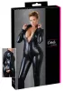 Cottelli Plus Size - fényes hosszúujjú party overál (fekete)