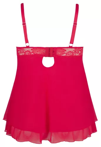Cottelli Plus Size - csipkés, lenge babydoll (piros)