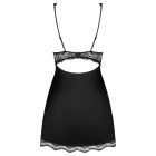 Obsessive Luvae - virágos, strasszos hálóing és tanga (fekete)