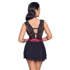 / Cottelli Bondage - nyakpántos csipkés babydoll (fekete)