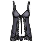 Kissable - nyitott babydoll (fekete)