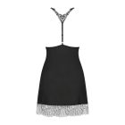 / Obsessive Chiccanta - legyezőmintás hálóing és tanga (fekete)