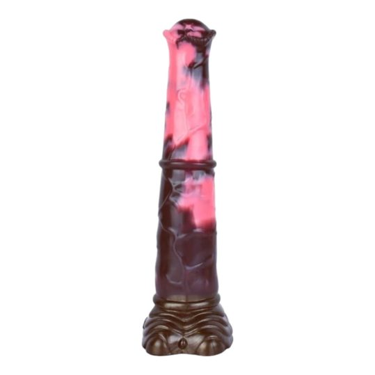 Bad Horse - szilikon lószerszám dildó - 24cm (barna-pink)