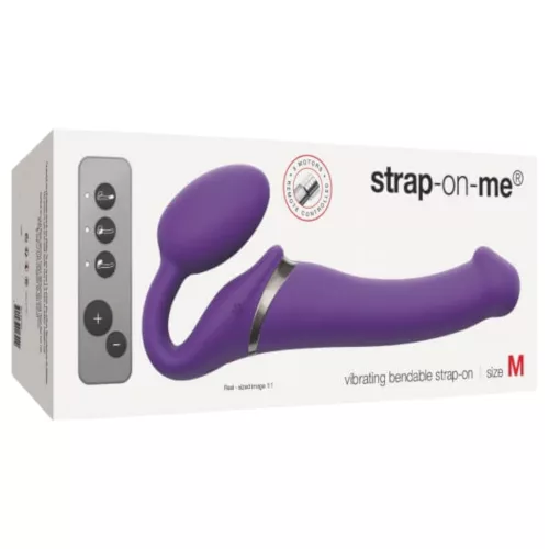 Strap-on-me M - felcsatolható vibrátor pánt nélkül (lila)