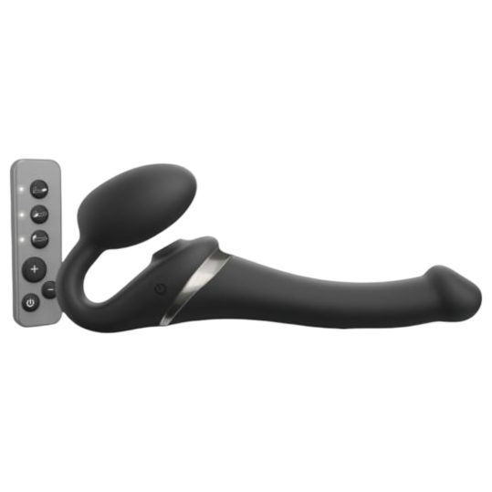 Strap-on-me S - felcsatolható, léghullámos vibrátor - (fekete)