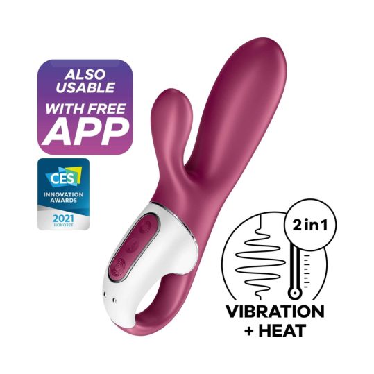 Satisfyer Hot Bunny - okos, csiklókaros melegítő vibrátor (piros)
