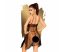 Penthouse Naughty Doll - aszimmetrikus, csipkés ruha tangával (fekete)