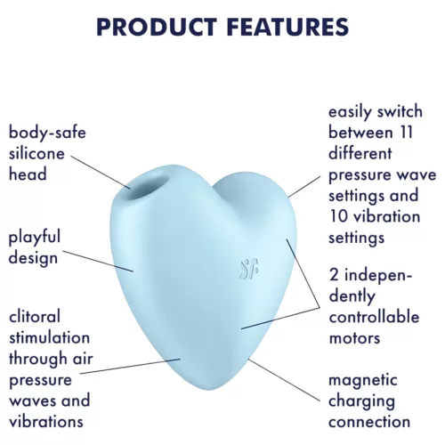 Satisfyer Cutie Heart - akkus léghullámos csikló vibrátor (kék)