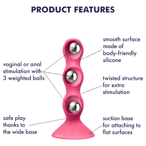 Satisfyer Triple Ball-R - gyöngyös análvibrátor (pink)